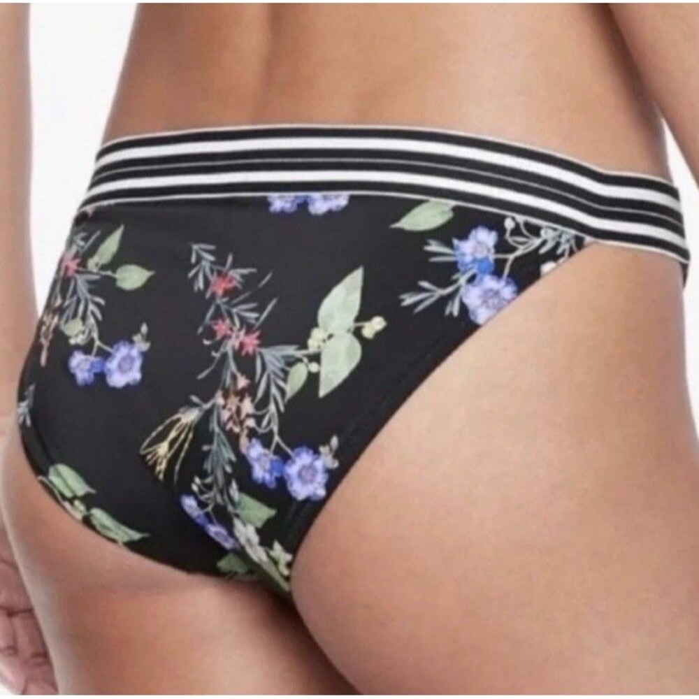 Athleta Gold Coast Low Rise Floral Banded Bikini Swim Bottoms Size Large NWT